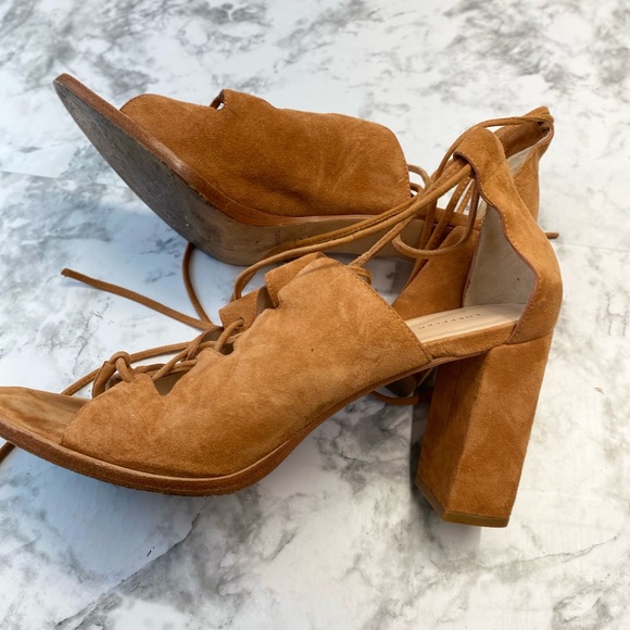 Loeffler Randall Tan Block heels Laced up Sandals Size 9.5 - Picture 2 of 11